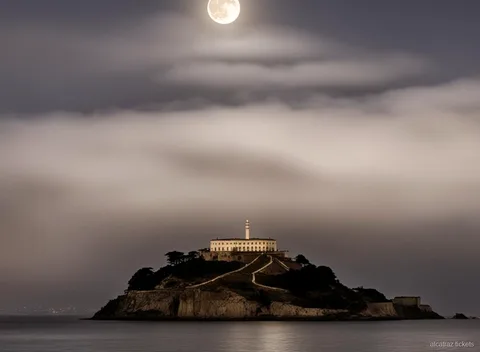 Perfil de San Francisco al anochecer visto desde el tour nocturno de Alcatraz